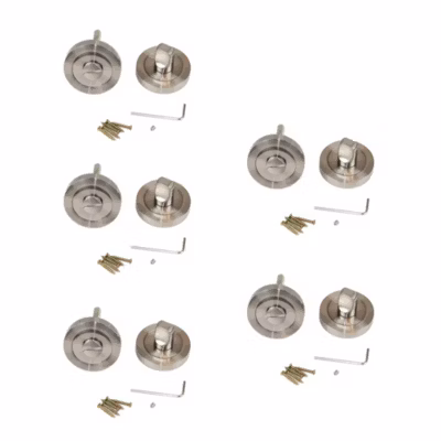 Emuca Lot de 5 condamnations avec rosace ronde pour portes intérieures, diamètre 50mm, Zamak, Nickel satiné