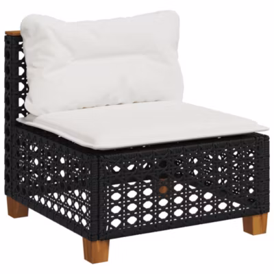 Canapé de jardin sans accoudoirs coussins noir résine tressée vidaXL