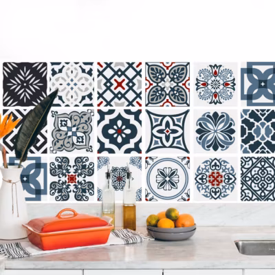 Stickers carrelage carreaux de ciment 15x15cm – Kit de 12