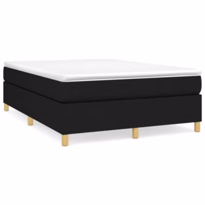 Lit double, Lit adulte, Cadre de lit à ressorts noir 140×190 cm tissu
