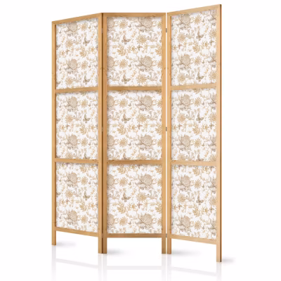 Paravent japonais -Fleurs et PapillonsBlanc Illustration