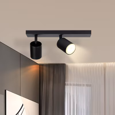 ZMH Plafonnier moderne 2 flammes GU10 30CM design industriel noir