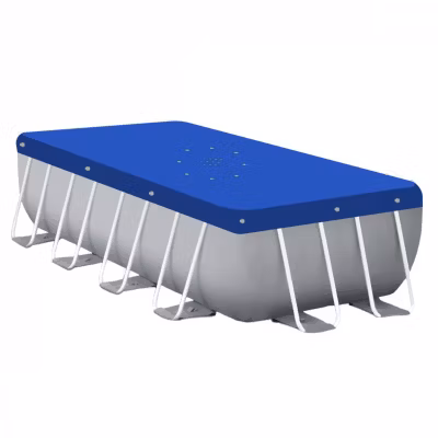 Bâche de protection réversible 4 saisons pour piscine hors sol – Rectangle 2 x 4 m – 150 gsm – Bleu et gris – Linxor