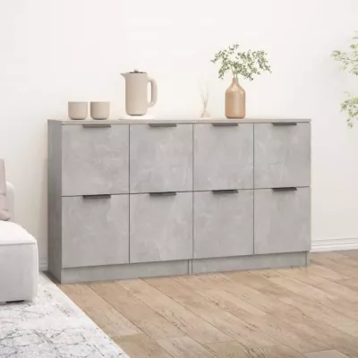 3115807 vidaXL Buffets 2 pcs Gris béton 60x30x70 cm Bois d&rsquo;ingénierie