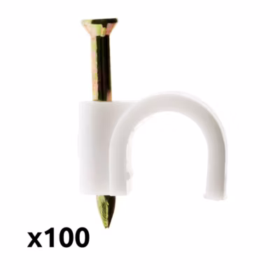 Lot de 100 crochets de fixation diamètre 10mm – Blanc – Zenitech