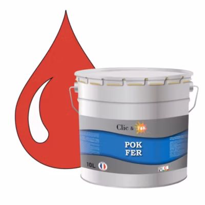 Peinture fer antirouille – Laque extérieure Semi-Brillante POK FER – 10L – RAL 3031 – Rouge Oriental