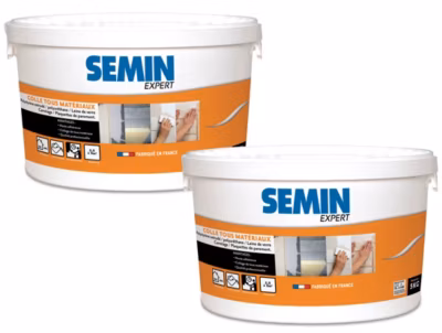 Colle Tout Matériaux Semin, Prêt à l&rsquo;Emploi, Intérieur/Extérieur, Seau de 5 kg (lot de 2)