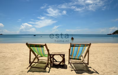 ESTAhome papier peint panoramique plage bleu et beige 450 x 279 cm