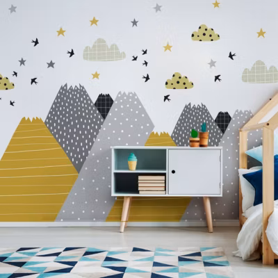 Stickers enfant montagnes scandinaves henrika 60 x 90 cm