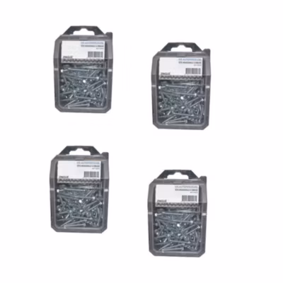 4 Coques de 100 Vis Autoperceuses Tête Hexagonale 4.8 x 38 mm – DIN 7504 K – Zingué blanc – D-Work