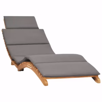 Chaise longue pliable avec coussin gris foncé Bois de teck vidaXL