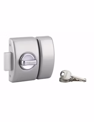 Verrou à bouton Design 5 pour porte d&rsquo;entrée, cylindre 40mm, acier, 3 clés, argent – THIRARD