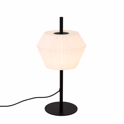 Lampe de table d&rsquo;extérieur moderne noire avec abat-jour blanc IP44 – Robbert