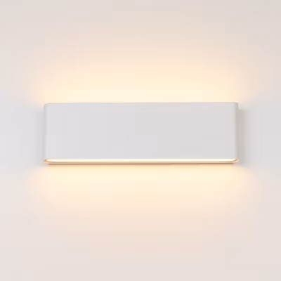 ALPINALUZ Applique LED Extérieur/Intérieur 20W 2700K IP54 Blanc  Aluminium Rectangulaire 300 mm, Lumière Haut/Bas
