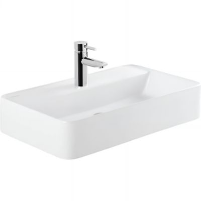 Vasque céramique traditionnelle SANINDUSA Sanlife 60×40 a poser sur plan blanc (robinet et vidage non inclus)