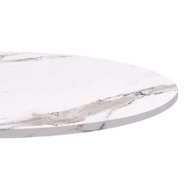Plateau rond 90cm decor marbre blanc – Restootab
