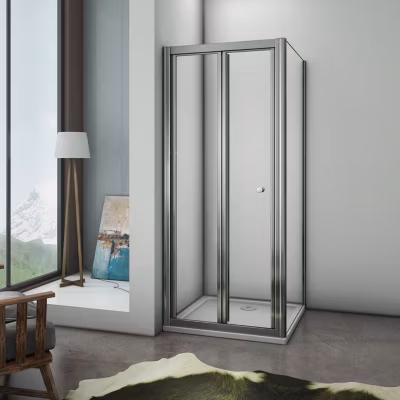 Cabine de douche pliante – 80x70x185 cm – Verre sécurit transparent – Montage réversible – Installation en niche