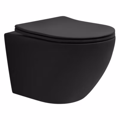 WC suspendu sans rebord court nano-revêtement noir mat céramique SoftClose