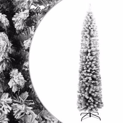 Sapin de Noël artificiel mince flocon de neige vert 180 cm PVC vidaXL