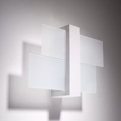 Applique Murale Bois Blanc Rectangles de Verre pour Ampoule E27 – SILAMP