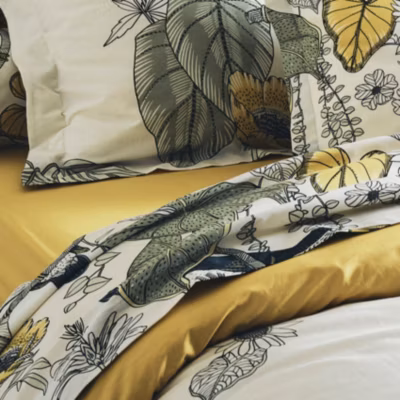 Drap plat imprimé Toco (180×290 cm – Kaki)