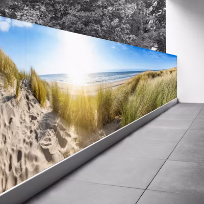 Brise vue Trompe l&rsquo;oeil – 100×350 cm – Plage mer 3617689696362