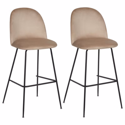 Lot de 2 chaises de bar ARCOLA Velours Taupe