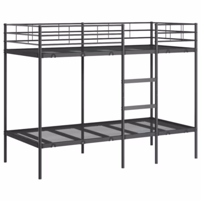 Cadre de lit, Lit superposé sans matelas noir 100×190 cm acier