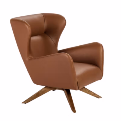 Fauteuil pivotant en similicuir marron 5038 – 86x75x90 cm
