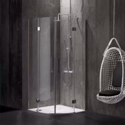 Porte De Douche Semi-Circulaire 90X90 En Verre Sans Cadre De 6 Mm – London