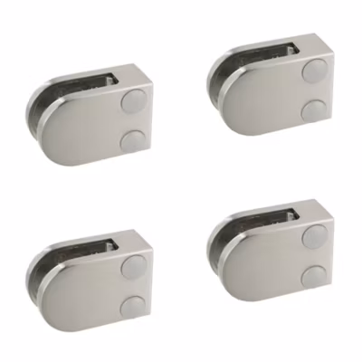 4 x Pince à verre plate modèle 07 – Ep. verre 8,76 mm – Zamak aspect inox brossé