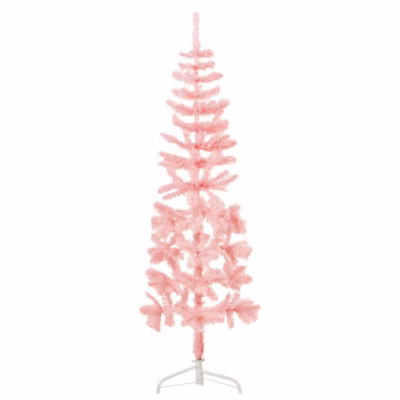 Demi sapin de Noël artificiel mince avec support Rose 120 cm vidaXL