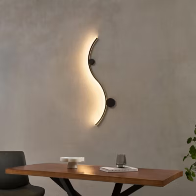 Applique LED design longue vague double support noir – Curva