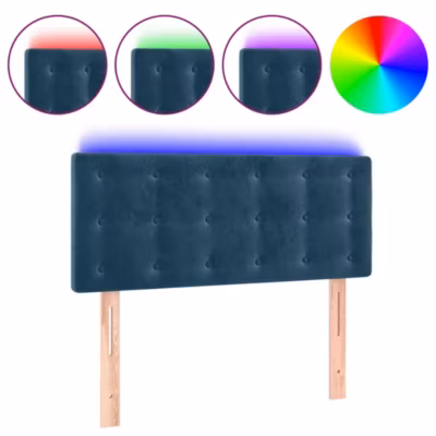 vidaXL Tête de Lit à LED Meuble de Chambre à Coucher Accessoire de Lit Simple Tête de Cadre de Lit Intérieur Bleu Foncé 3122092