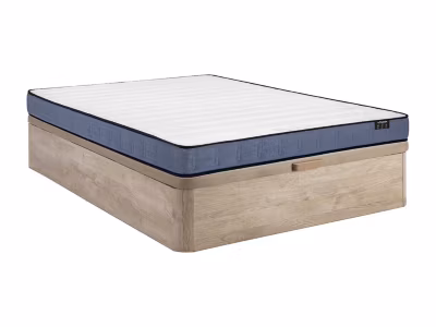 Ensemble 160 x 200 cm sommier coffre naturel clair + matelas ressorts ensachés ép.19cm – DAYNI de YSMÉE