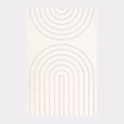 Tapis de salon – Néo Circle – Courbe crème – 200 x 290 cm