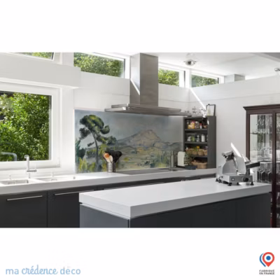 Crédence cuisine fond de hotte Paul Cézanne, La Montagne Sainte-Victoire – L Verre trempé x H 70 cm – MaCrédenceDéco