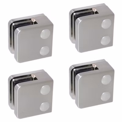 4 x Pince à verre plate modèle 01 – Ep. verre 9,52 mm – Inox 304 brossé GR320