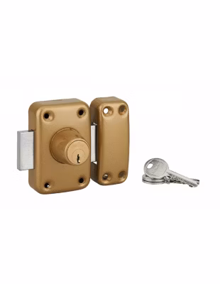 Verrou double entrée Apache pour porte d&rsquo;entrée, cylindre 60mm, acier, 3 clés, époxy or – THIRARD