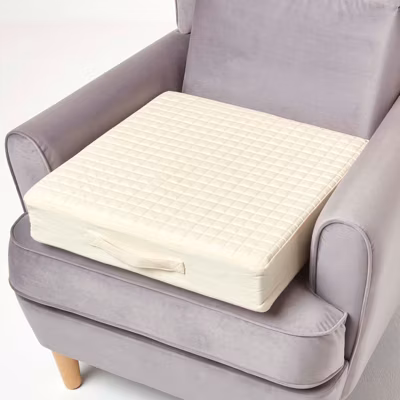 Coussin d&rsquo;assise déhoussable en coton, beige – HOMESCAPES