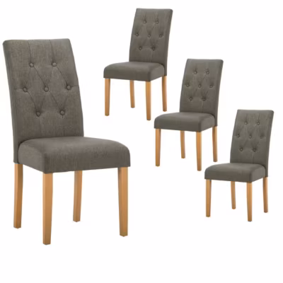 OXFORD – Lot de 4 Chaises Gris Taupe avec Boutons