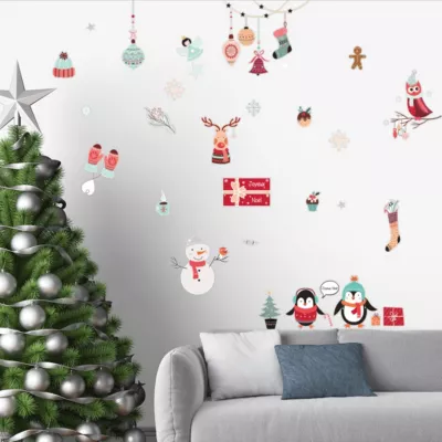 Sticker Noël fête d&rsquo;hiver – Autocollants stickers adhésifs noël – décoration fêtes – 50x70cm
