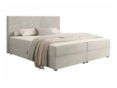 Lit continental Memphis 116, Double, Brun clair, Tissu, Disponible