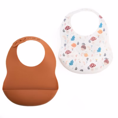 Lot de 2 bavoirs champignons safran
