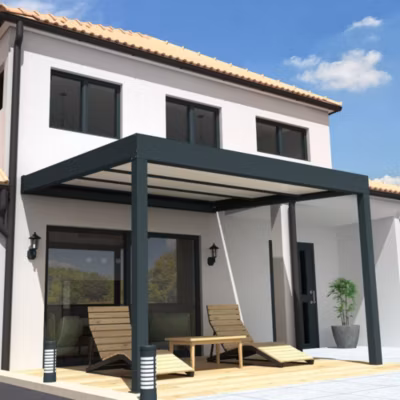 Pergola isotoit CONFORT rétractable Gris anthracite 3,00×3,10m (Motorisé à télécommande + Kit LED 3 cotés)