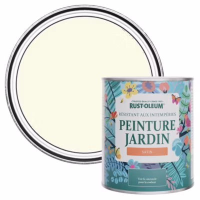 Peinture Blanche pour Jardin et terrasse, Finition Satinée – RUST-OLEUM – Sablé 750ml
