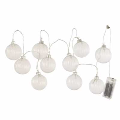 Guirlande 10 boules à led en verre transparent 165×6.7×6.7 cm
