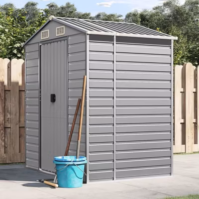 vidaXL Abri de jardin gris clair 191x130x198 cm acier galvanisé 3188242