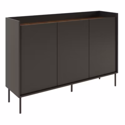 Buffet 3 portes Noir/Noyer du Wisconsin 140 cm TOVI