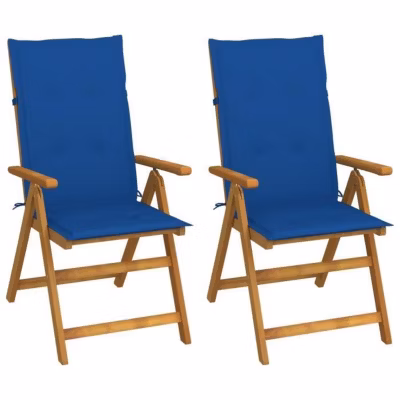 vidaXL Chaises inclinables de jardin 2 pcs avec coussins Bois d&rsquo;acacia
